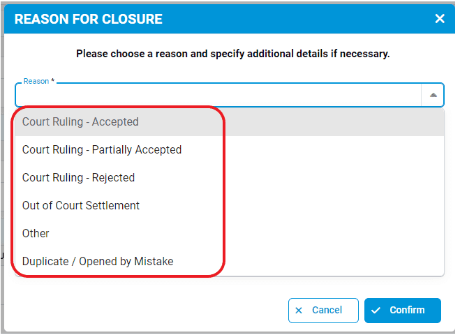 Track and manage legal actions linked to claims
